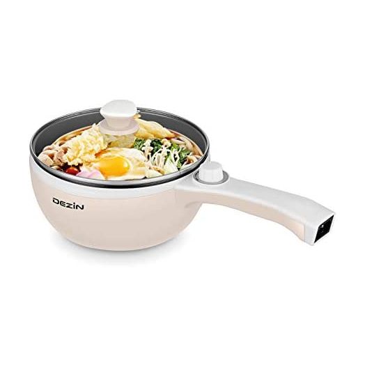 Dezin Electric Hot Pot, Non-Stick Sauté Pan, Rapid Noodles Cooker, 1.5L Mini Pot (Upgraded)