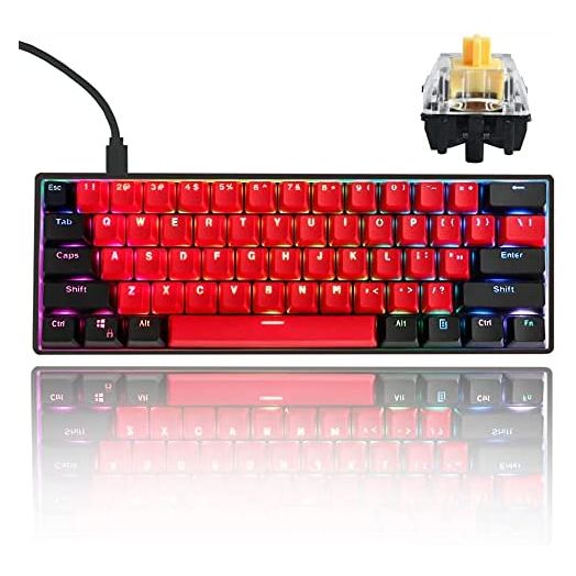 GTSP Gk61 SK61 60% Mechanical Keyboard, Custom Hot Swappable 60 Percent Gaming Keyboard with RGB Backlit, NKRO, Water-Resistant, Type-C Cable for Win/PC/Mac (Gateron Optical Yellow, Milan)
