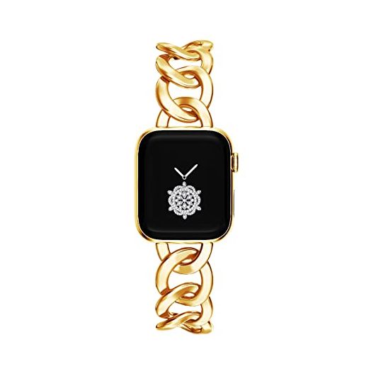 Kolgios 38/40/41mm Gold Cool Women Chain Smartwatch Bands Compatible for Apple Watch Bands Series 9/8/7/6/SE/5 Stylish Replacement Bracelet for Iwatch S9/8 Women Gift