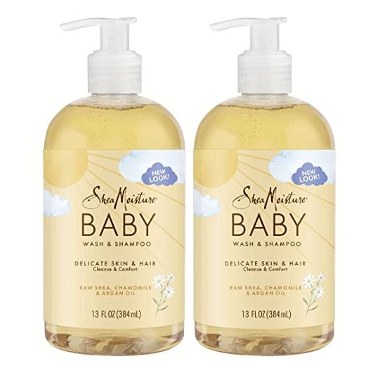 Shea Moisture Raw Shea Chamomile & Argan Oil Baby Wash & Shampoo, Gentle Cleansing, Frankincense & Myrrh (Pack of 2)