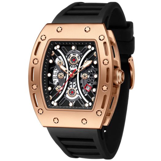 MF MINI FOCUS Watch for Men Wristwatch Fashion Hollow Big Dial Luminous Waterproof Sport Analog Quartz Business Mens Watches Black Silicon Strap Dress Watch