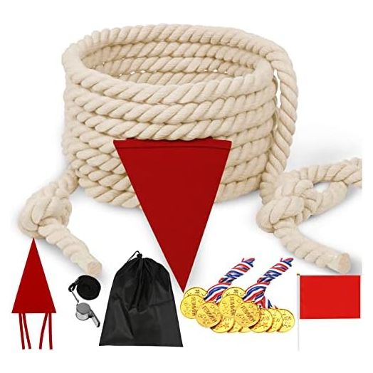25FT Tug of War Rope Game for Kids & Adults,Field Day Family Family Reunion Games, Lawn Camping Picnic Games, Backyard Carnival Games Fun for Team Building Activities