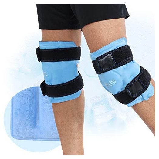 REVIX Ice Packs for Knee Injuries Reusable, Gel Ice Wraps with Cold Compression for Injury and Post-Surgery, Plush Cover and Hands-Free Application, A Set of Two