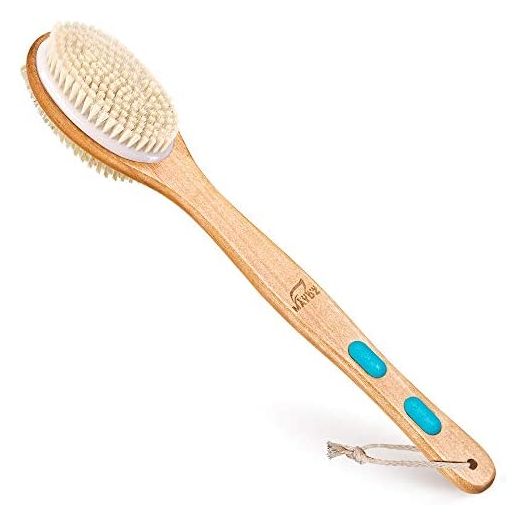 Back Brush Long Handle for Shower - Soft and Firm Double Sided Exfoliating Bath Body Scrub Brush for Men and Women - Use Back Showering Scrubber Wet for Washing / Scrubbing - Use Dry for Exfoliation