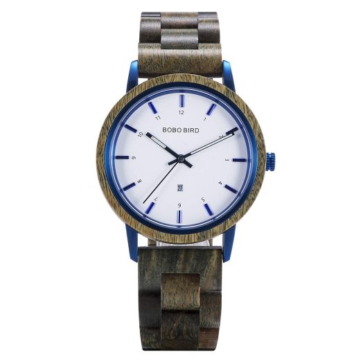 BOBO BIRD Wooden Stylish Watch for Men Import Movement Quartz Wood Watches with Date Function Fashion and Casual Natural Wood Lightweight Wrist Watch (Green Sandalwood)