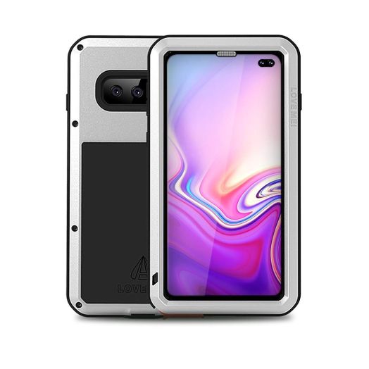 Galaxy S10 Plus Case,Bpowe Armor Tank Aluminum Metal Gorilla Glass Shockproof Military Heavy Duty Sturdy Protector Cover Hard Case for Samsung Galaxy S10 Plus (Silver)
