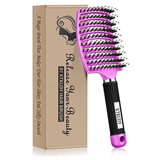 KTKUDY Detangling Brush Boar Bristle Hairbrush for Adult & Kids Wet or Dry Hair
