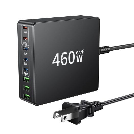 USB C Charger 460W Fast GAN Charger Block 8 Port Charging Station HUB Brick Dual PD PPS 100W Laptop Charger Compatible with DELL HP MacBook Pro/Air/All iPad iPhone 15/14/13/Pro Max/Galaxy Note