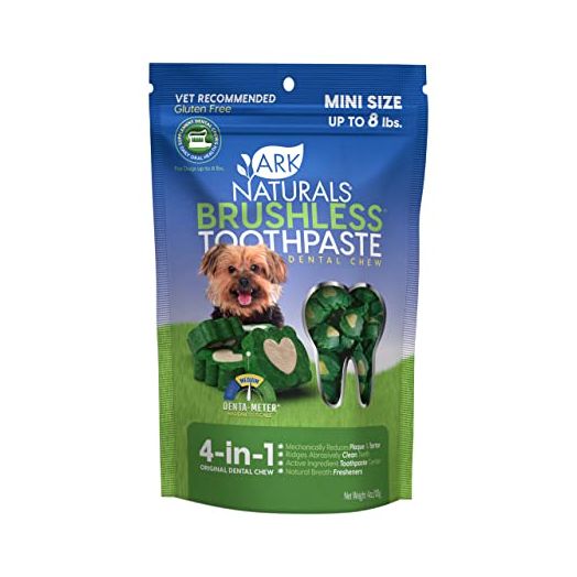 Ark Naturals Brushless Toothpaste, Dog Dental Chews for Mini Breeds, Freshens Breath, Helps Reduce Plaque & Tartar, 4oz, 1 Pack