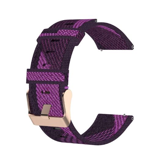JBR Nylon Denim Watch Band Elastic Waterproof Wristband - Choose Color and Compatible Width 18mm 20mm 22mm - Men's and Women's Quick Release Canvas Strap (Purple, 20mm)…