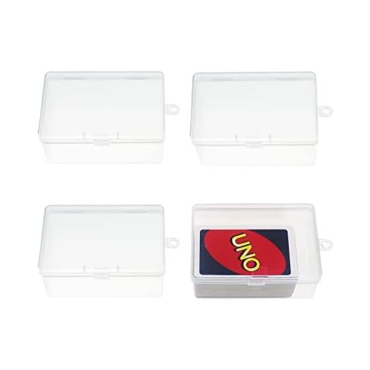 4Pcs Plastic UNO Card Case Box Holder Designed for 112Pcs Classic Mattel UNO Card Game, High Capacity Playing Card Case Box Storage (NO Cards)