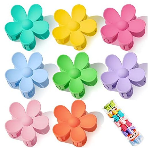 Hair Claw Clips Flower Hair Clips 8PCS Cute Hair Clip Matte Hair Clips Big Claw Clip Strong Hold Jaw daisy