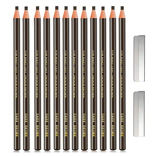 KAIQIKAIXI 12 Piece Dark Brown Waterproof Eyebrow Tattoo Microblading Kit