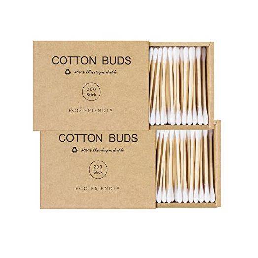 Bamboo Qtips Cotton Swabs With Wooden Sticks Q Tips For Ears Swabs 400 Count Organic Cotton Buds