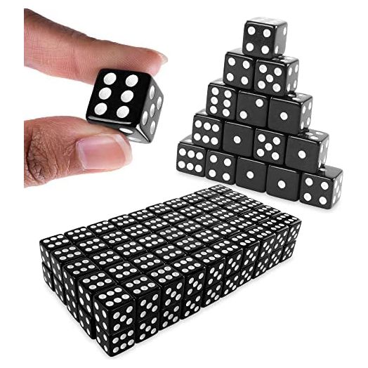 Super Z Outlet Standard 16mm Black Dice with White Pips Dots
