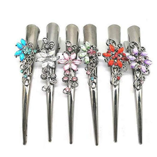 Set of 6 Metal Alligator Sectioning Clips for Women and girl- Pretty Strong Clamp Hairpins Non-Slip Hair Grips