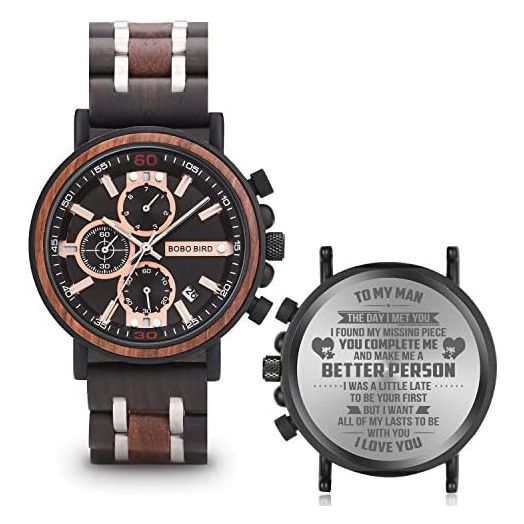 Personalized Engraved Men Wooden Watches Birthday Anniversary Watch for Men Fiancé Husband Boyfriend Customized Personalized Engraved Watches for Men