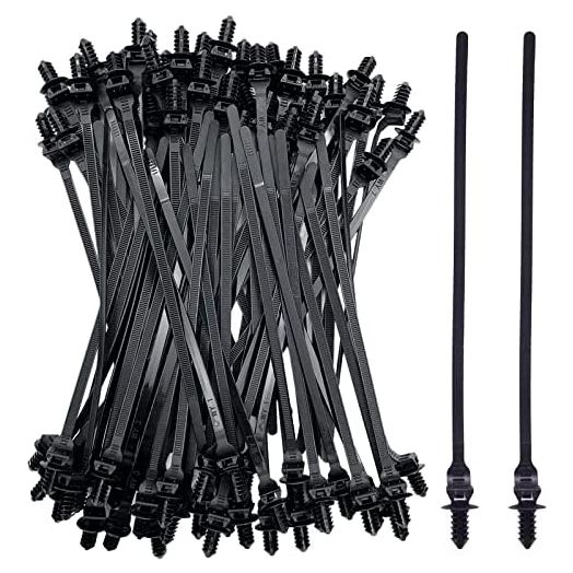 80 Pack Nylon Push Mount Cable Zip Tie, 8.3"x0.18" Heavy Duty Nylon Push Mount Self Locking UV Resistant Assortment for Indoor Wire Tying (Black)