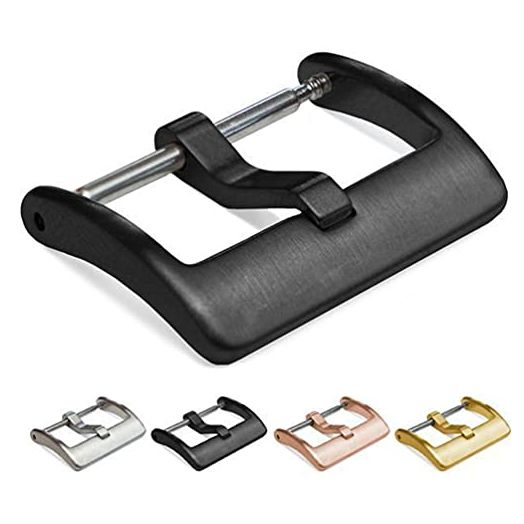 Hemsut Watch Band Replacement Buckle -Black Brushed 316L Stainless Steel - 16mm, 18mm, 20mm, 22mm & 24mm for Leather Silicone Nylon Canvas Watch Bands