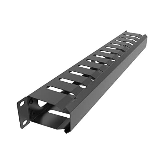 JINGCHENGMEI All Metal 1U 19 Inch Server Rack Wire Management System-Horizontal Rack Mount 12 Larger Slots Cable Manager (AHMMA1U12S, Black)