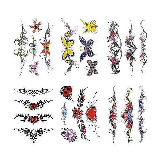 Flowers Butterfly Body Waist Waterproof Fake Temporary Tattoo Stickers Woman