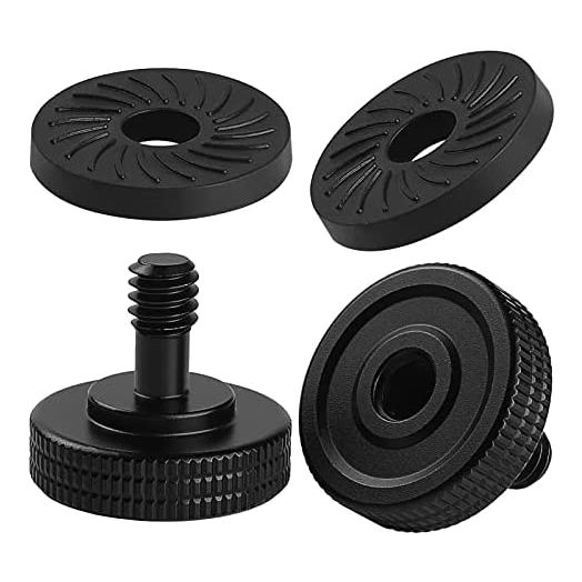 2 Set Thumb Screw Camera Quick Release Adapter with Rubber Pads, Tripod Screw Rubber Washers 1/4" Female to 1/4" Male Thumbscrew L Bracket Mount Thread for Camera Mounting Plate Frgyee