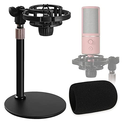 Razer Seiren X Desktop Microphone Stand with Shock Mount, Foam Windscreen, Adjustable Mic Stand with Pop Filter Shockmount Reduces Vibration Noise for Razer Seiren X USB Streaming Microphone Frgyee