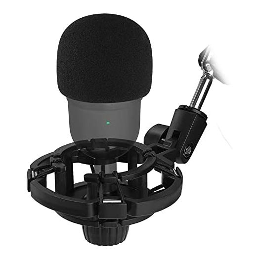 Silence Razer Mini Shock Mount with Foam Windscreen Cover, Anti-Vibration Suspension Shockmount Mic Holder Clip Pop Filter to Blocks Out Plosives for Seiren USB Streaming Microphone AVATAR
