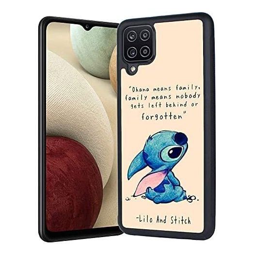 NW VONDER Case Designed for Samsung Galaxy A12 Case,Cute Lilo and Stitch TPU Cover Case Compatible with Samsung Galaxy A12 6.5 inch, Black, 16.6×8×1.2CM
