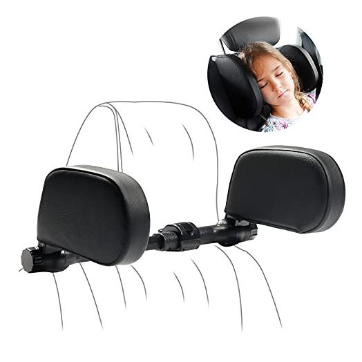 Yoocaa Car Headrest Pillow, Road Pal Headrest, Adjustable Car Seat Head Neck Support, U Shaped Car Sleeping Pillow for Kids & Adults (Black)