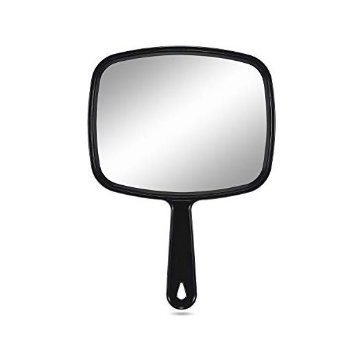 PROTECLE Large Hand Mirror, Salon Barber Hairdressing Handheld Mirror with Handle (Square Black 10.3"x7.4")…