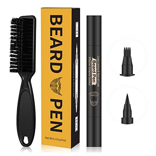 Beard Pencil Filler for man Water Proof Beard pen and beard brush Long Lasting Coverage Natural Finish, Male Mustache Repair Shape, Effective Enhance Facial Hair (BLACK)