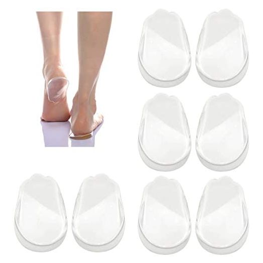4 Pairs Orthopedic Insoles for Men and Women, Medial & Lateral Heel Wedge Silicone Shoe Inserts, Height Increase Shoe Pad for Corrective Pronation, Supination, O/X Type Leg Corrective (Transparent)