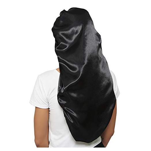 Wbfwbb Braid Bonnet for Sleeping, Wide Elastic Band Satin Hair Wrap Sleeping Cap for Women Cap for Braids, Curly, Long Hair Black