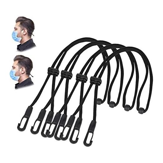 HX AURIZE Mask Extender Strap Extra Long Adjustable Black 4 Pcs
