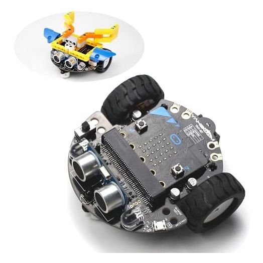 Yahboom Microbit Start Robotic for Kids STEM Education Toy Car Kit DIY Programmable with Tutorial Super Cost-Effective (Robot with BBC Micro:bit V2)