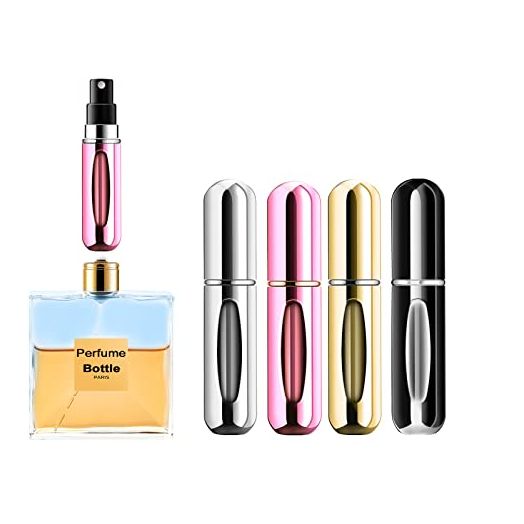 Portable Mini Refillable Perfume Atomizer Bottle Refillable Spray, Atomizer Perfume Bottle, Scent Pump Case, Perfume Atomizer Refillable Travel (5ml, 4 Pack)4