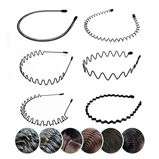 Elastic Wavy Spring Wave Hair Band, Multi-Style Black Non-slip Metal Hair Hoop