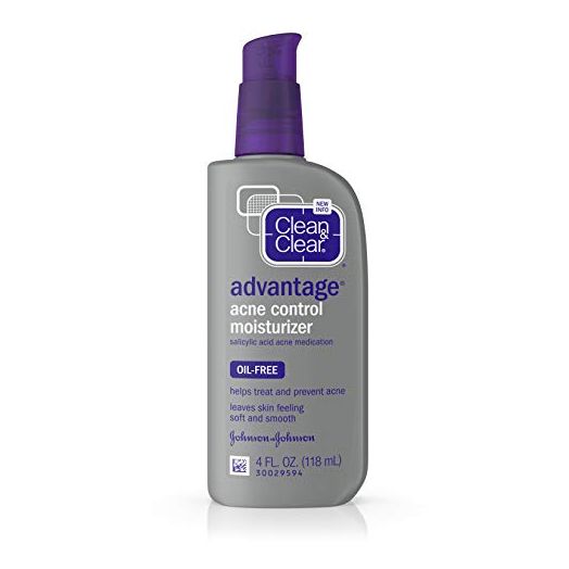 Clean & Clear Advantage Acne Control Face Moisturizer with Salicylic Acid Acne Medication, Non-Greasy Oil-Free Facial Lotion for Acne-Prone Skin, 4 fl. oz