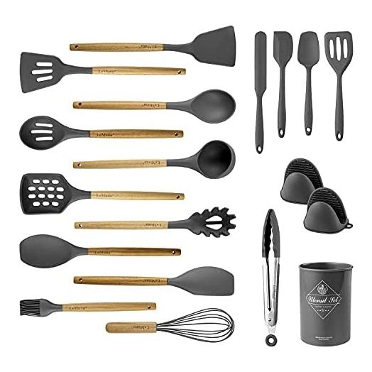 LeMuna 18pcs Silicone Kitchen Utensils Set, Kitchen Cooking Utensils Set with Holder