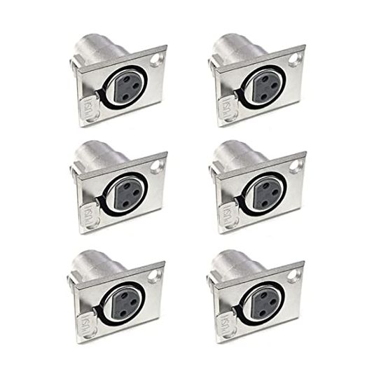 bnafes XLR 3-Pin Female Jack Socket Audio Speaker Panel Mount Connector Adapter for Microphone 6-Pack