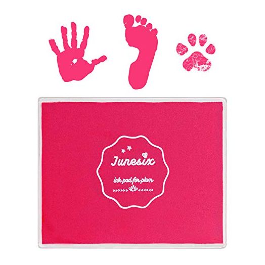 Ink Pad, 5x4'' Washable Non-Toxic Ink Stamp Pad for Baby Footprint Handprint, Pink