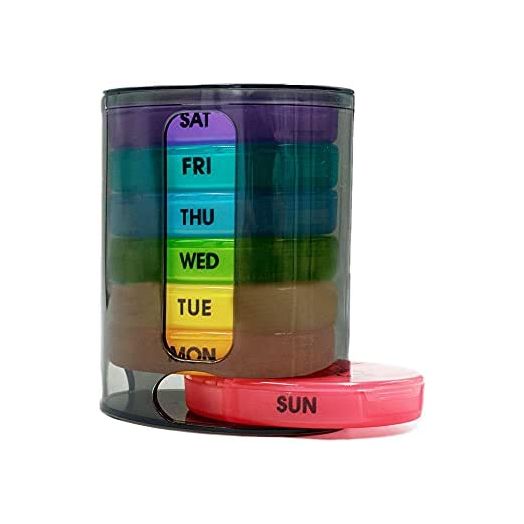 GIIYAA Weekly Pill Organizer (Twice-A-Day), Portable 7 Day Pill Box Case with Stackable AM/PM Compartments