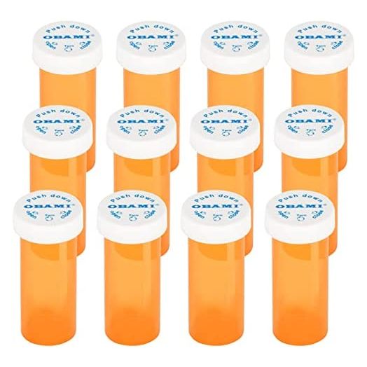 Plastic Medicine Pill Bottles with Child Resistant Caps - Push Down and Turn - Prescription Vial, Medicine Container, Pill Cases Dispenser Organizers (6 Dram, 12pcs)