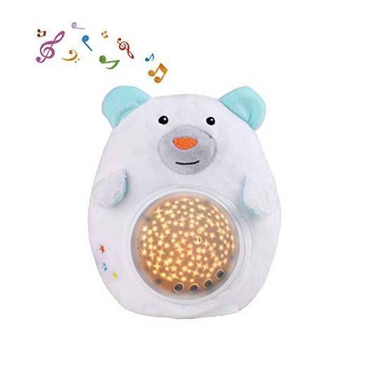 Baby Sleep Soother Toddler Sleep Aid Night Light with White Noise Sound Machine and Star Projector, Bear Lullaby Sleep Toy Gift for Newborn and Up Boy and Girls