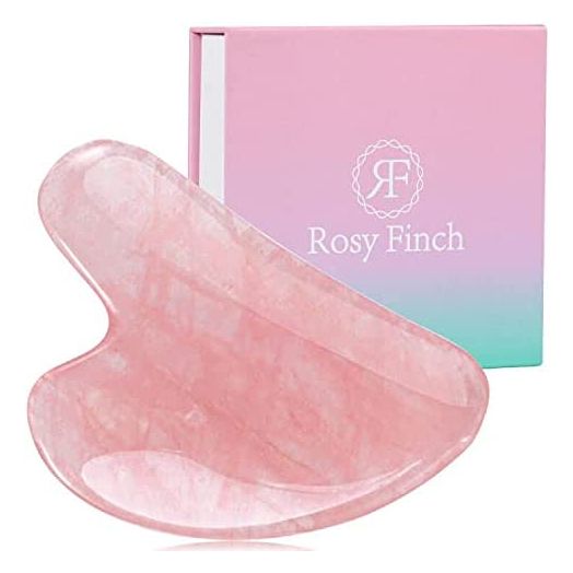 Gua Sha Massager Tool, Rosy Finch Jade Stone Guasha Scraping Massage Tool Jade Roller Massager for Face, Eye Neck Body Muscle Relaxing Prevents Wrinkles
