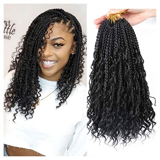 LMZIM 14 Inch Goddess Box Braids Crochet Hair Bohomian Crochet Box Braids Curly Ends 3X Crochet (8 Pack)