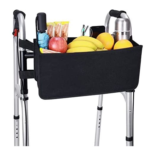 Upgrade Dotday Walker Basket Walker Bag Water Cup Holder, Foldable Walker Storage Bag with Big Capacity