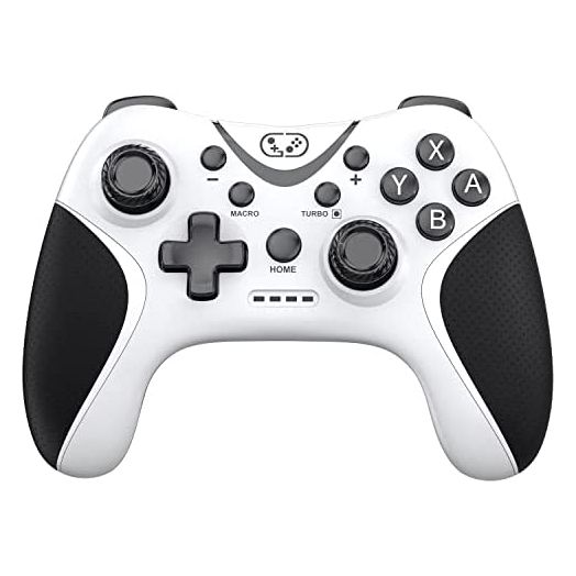 Upgraded Switch Pro Controller, Wireless Switch Controller for Switch/Lite/OLED, Pro Controller Switch Support Macro/Turbo/Wake-up Function, Switch Wireless Controller with Non-slip Grips (White and Black)