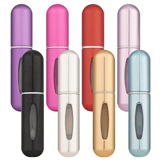 OBSCYON 8 Pcs Pack of 5ml Portable Mini Refillable Perfume Spray Atomizer Bottle Scent Pump Case